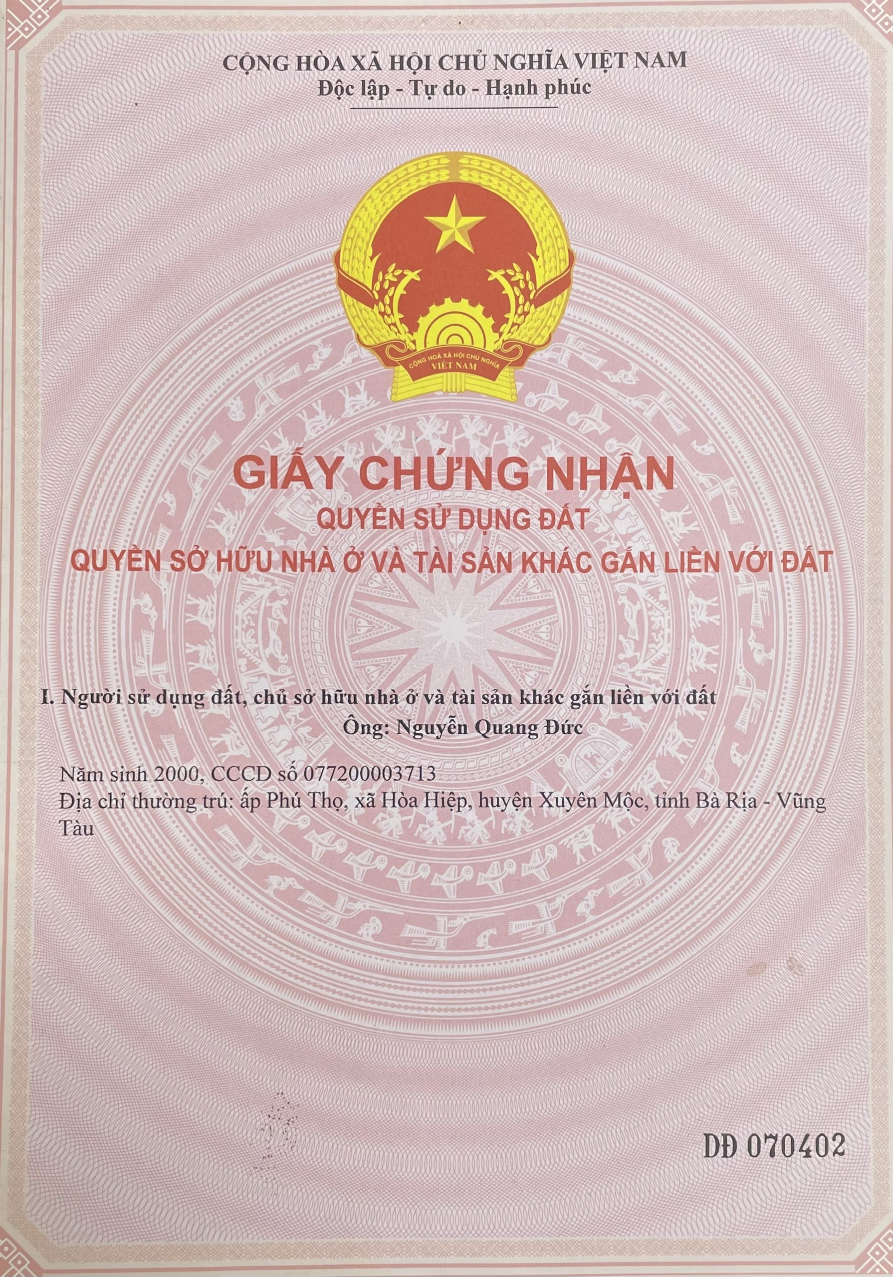 ban dat vuon co 100m² tho cu – xuan dong, cam my, dong nai